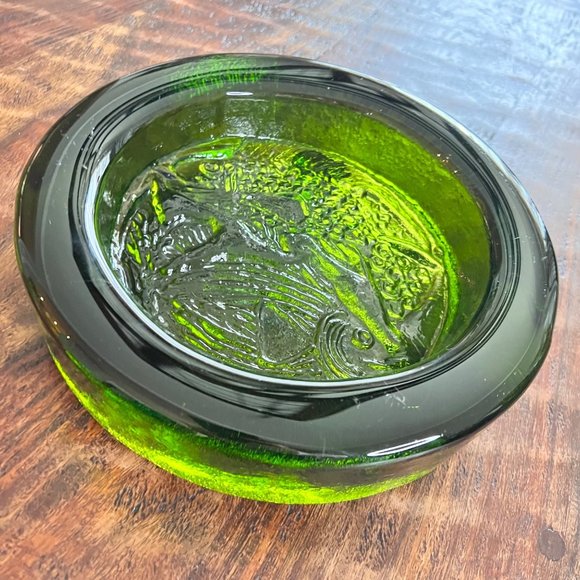 Blenko Other - Vintage MCM Zodiac Pisces Blenko Green Glass Ashtray/Footed Bowl
